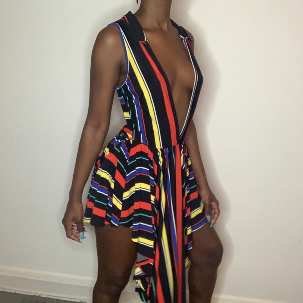 Multicolored high low dress